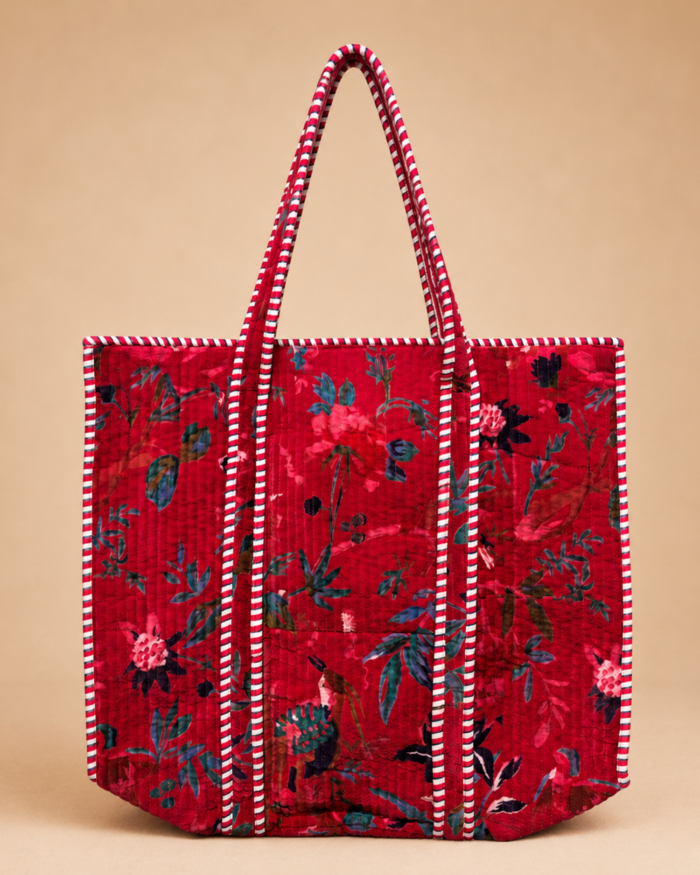 Fuchsia velvet tote main