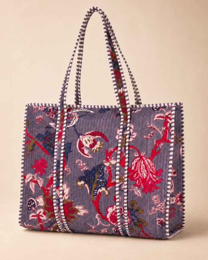 Grey velvet bag