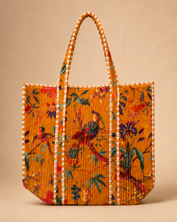 Mustard yellow velvet quilted bag main image