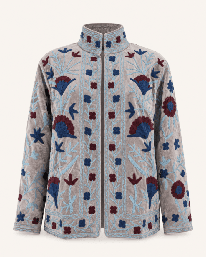 grey-embroidered-velvet-jacket-floral-studio-front-view