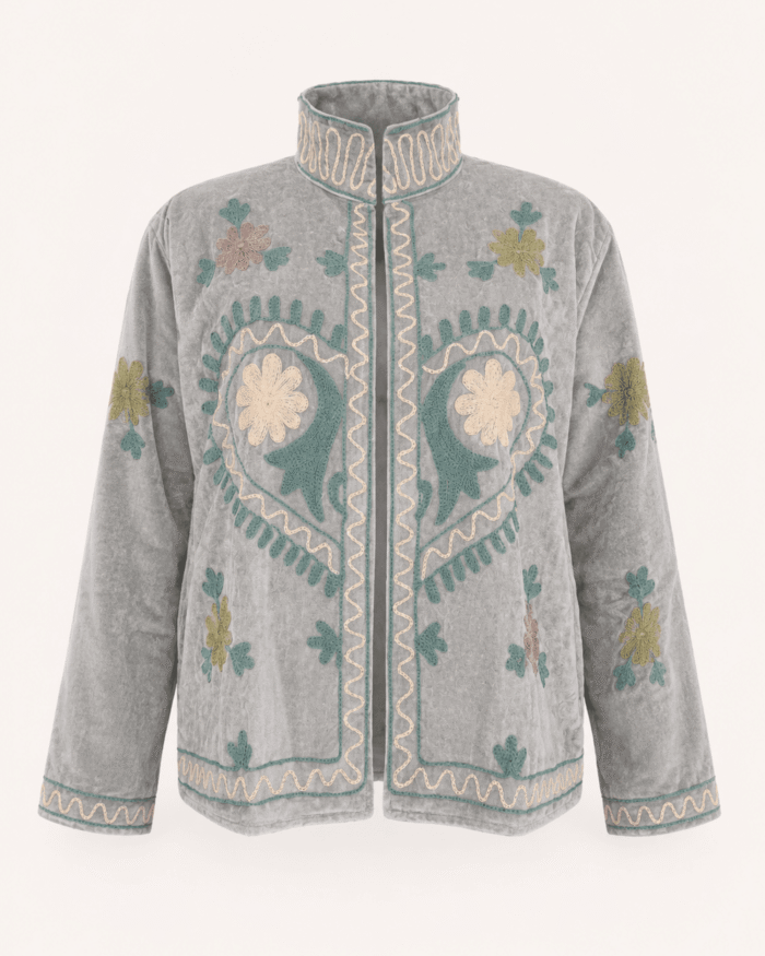 grey-velvet-suzani-jacket-heart-studio-front