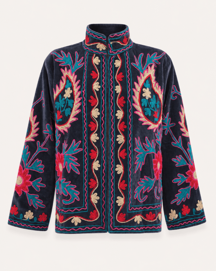 charcoal-jacket-handmade-embroidery-velvet-front-view