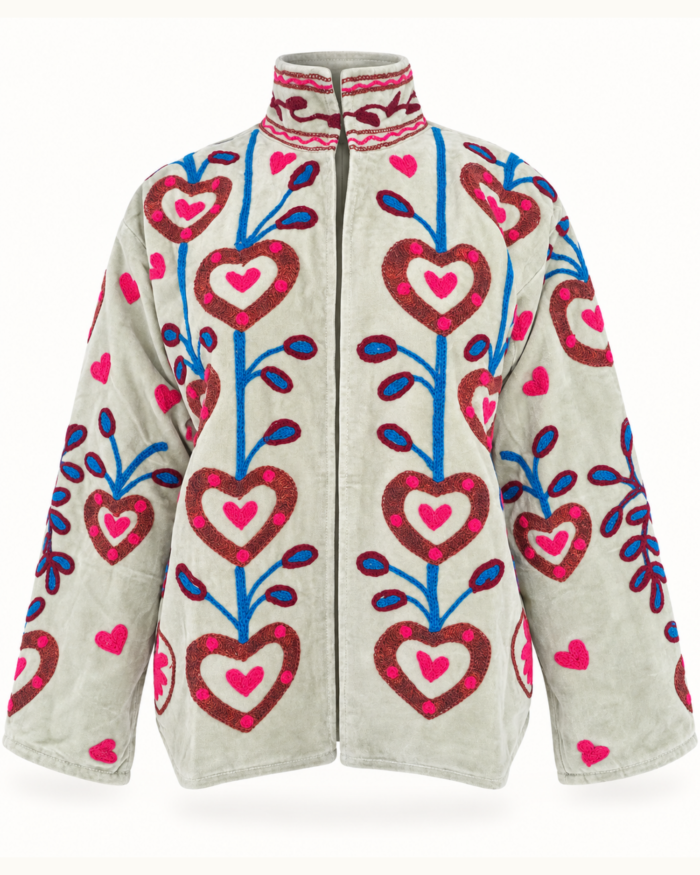 Ivory Handmade Jacket with Embroidery – Front View